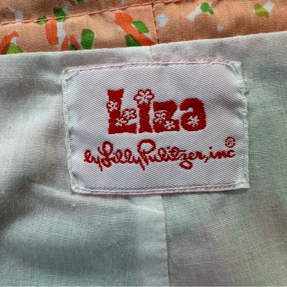 RARE Vintage 1970’s Lilly Pulitzer Peach and Green Floral Midi Skirt - Picture 5 of 5